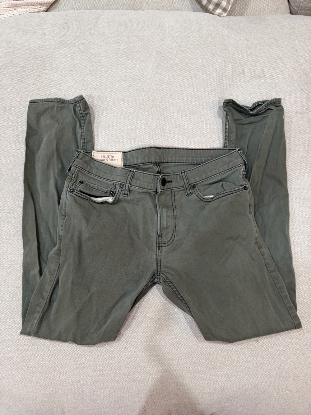 Hollister Men's Skinny Jeans - Olive Green